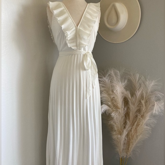 Lulus Loved By You White Pleated Chiffon Maxi Dress - Picture 5 of 8